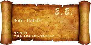 Bohl Bató névjegykártya